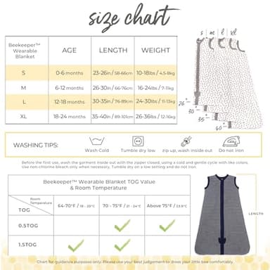 Burt's Bees Baby Baby Beekeeper Wearable Blanket, 100% Organic Cotton, Swaddle Transition Sleeping Bag, Midnight Stripe, Medium - Image 2