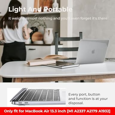 EooCoo Hard Case Compatible with MacBook Air 13.3 inch M1 Chip 2021-2018 with Retina Display, Air 13.3 inch Plastic Protective Case + Transparant Keyboard Cover + Screen Protector, Crystal Clear - Image 3