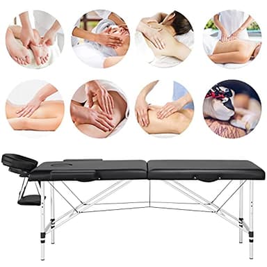 Yaheetech Massage Tables Portable Massage Bed Aluminium Height Adjustable Facial Salon Tattoo Bed with Non-Woven Bag, 24 inch Width Black - Image 9