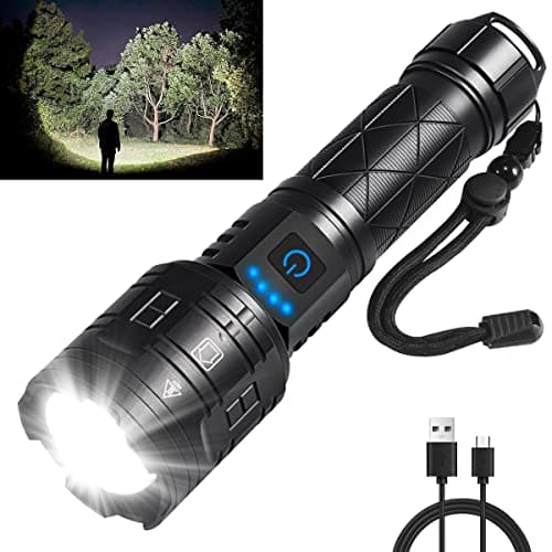Rechargeable Flashlights High Lumens, Powerful Tactical Flashlights, 5 Modes LED Flashlight Adjustable, Brightest Flashlight Waterproof, Handheld Flash Light for Emergencies, Home, Camping, Hiking - Image 1