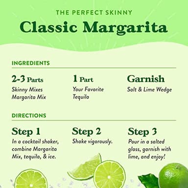 Jordan's Skinny Mixes Sugar Free Margarita Mix, Flavored Cocktail Mixer for Drinks, Fresh Lime Drink Flavoring for Cocktails & Mocktails, Low Calorie, Gluten Free, Keto Friendly, 32 Fl Oz, 2 Pack - Image 4