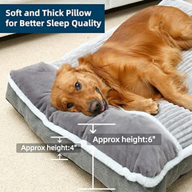 Dog Bed for Large Dogs, Dog Mattress with Pillow for Crate Kennel, Sofa pet Bed, Super Soft pet Bed for Medium, Jumbo, Small Dogs Breeds (Grey, XX-Large:(46"x30"x4") - Image 3