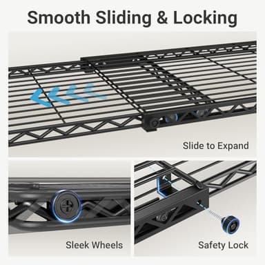 VIPEK X3 Expandable Heavy Duty Clothes Rack Adjustable from 5'2" to 8' with Adjustable Shelves and Hanger Rods, Large Freestanding Clothing Racks Reach-in & Walk-in Closet, Max Load 1210LBS, Black - Image 4