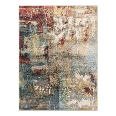 Lahome Modern Abstract 10x14 Area Rugs for Living Room, Large Washable Living Room Rug Low Pile Non Slip, Soft Accent Carpet for Bedroom Dining Room Table Home Decor Use, Red/Multi - Image 8