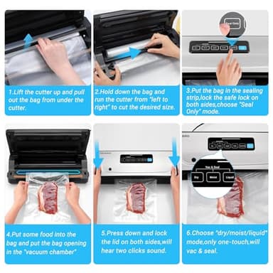 Food Vacuum Sealer Machine 10-In-1 with Bag Storage(Up to 20FT) and Cutter, INKBIRD Food Sealer Vacuum Sealer for Food with Moist/Dry/Canister 5 Food Modes, Starter Kits Bags*5 and Bag Roll*1, 85KPa - Image 7
