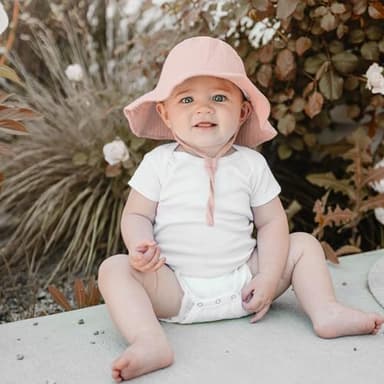 Konssy 2 Pack Muslin Baby Sun Hat UPF 50+ Sun Protection Baby Bucket Hat Summer Beach Hats with Wide Brim for Boys & Girls - Image 7