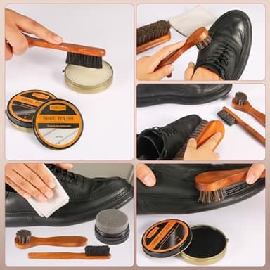 13Pcs Polish Kit for Men & Women - 3 Horsehair Brushes, Black Brown Neutral Mink Oil for Shoes, Boots Shine Care Kit - Image 4