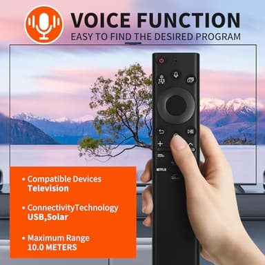 BN59-01385A Solar Voice Remote Control for Samsung Smart TV,Samsung TV Remote Control Replacement Compatible for 2021-2023 Neo QLED, The Frame and Crystal 4k 8K UHD Smart TVs Series (Black) - Image 6