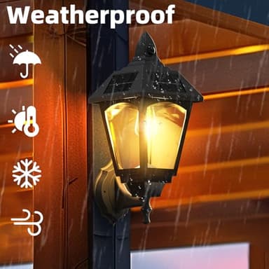 Motion Sensor Outdoor Light Fixture, 16 Inch Dusk to Dawn Solar Lanterns, 500LM Super Bright Waterproof Exterior Lighting Fixtures Porch Lights Solar Powered Outdoor Lights for Patio Wall Garage - Image 4