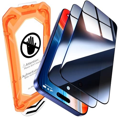 UniqueMe for iPhone 16 / iPhone 15 Privacy Screen Protector - [Military Grade Shatterproof & 9H+ Hardness] Screen Protector 16/15 Tempered Glass Full Coverage Protection, Easy to install, 2 Packs - Image 1