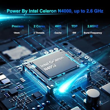 Laptop Computer, 14 inch Laptop Dual-Core Cerelon N4000 6GB RAM 128GB SSD Portable Laptop, 1366x768 IPS Display Fanless Design Laptop PC, WiFi 2.4/5G, BT 5.0, USB 3.0, Mini HDMI, Include USB-C Hub - Image 2