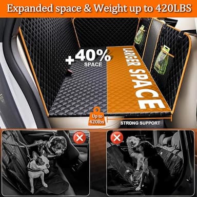 Chilino Back Seat Extender for Dogs - Large Space, Waterproof Hard-Bottom Dog Car Seat Cover for Back Seat, Holds 420lbs, Upgraded Material Waterproof Pet Car Bed Dog Hammock for Car, SUV,Truck - Image 2