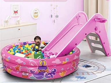 Big Summer 3 Rings Kiddie Pool, 48”X12”, Kids Swimming Pool, Inflatable Baby Ball Pit Pool, Small Infant Pool (Pink) - Image 2