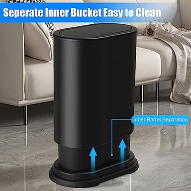 Anzoymx Stainless Steel Bathroom Trash Cans 1.8 Gallons Small Garbage Can with Pop up Lid, Metal Narrow Wastebasket, Slim Waterproof Litter Trash Bins Set for Bedroom, Toilet, Office (Black) - Image 5