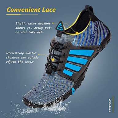 WateLves Water Shoes Mens Womens Beach Swim Shoes Quick-Dry Aqua Socks Pool Shoes for Surf Yoga Water Aerobics (B/Blue Gray, 42) - Image 6