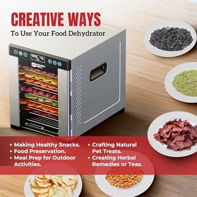 Magic Mill Pro Food Dehydrator Machine | 10 Stainless Steel Trays | Dryer for Jerky, Dog Treats, Herb, Meat, Beef, Fruit | Keep Warm Function, Digital Timer and Temperature Control, ETL Approved - Image 6