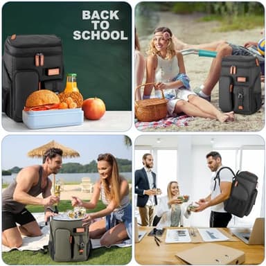 Insulated Cooler Backpack,Bagparkk 33 Cans Multifunctional Double Deck Leakproof Cooler Bag with Sternum Strap,Large Capacity Lightweight Travel Camping Beach Backpack Cooler Ice Chest for Men Women - Image 7