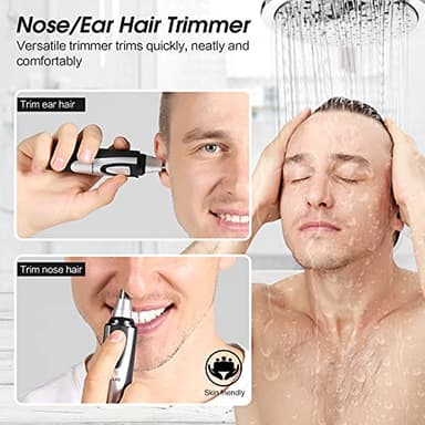 Ear and Nose Hair Trimmer Clipper - 2025 Professional Painless Eyebrow & Facial Hair Trimmer for Men Women, Battery-Operated Trimmer with IPX7 Waterproof, Dual Edge Blades for Easy Cleansing Black - Image 2