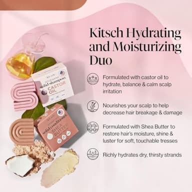 Kitsch Castor Oil Shampoo & Shea Butter Conditioner Bar – Shampoo and Conditioner Set - Hydrating & Moisturizing Bar Soap - Free of Paraben, Silicone, Sulfate - Made in USA - 2pc Set - Image 6