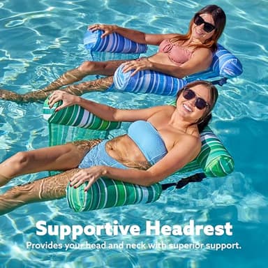 Sloosh Pool Floats Chairs Adult, 2 Packs Inflatable Pool Lounge Chairs,Blow up Hammock Pool Noodles Floats for Adults,Stripe Pattern Floating Water Chair for Pool Lake River(Stripe) - Image 4