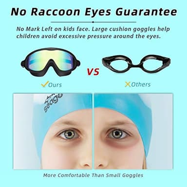 Kids Goggles for Swimming 2 Pack No Leaking Anti-Fog Outer Eye Fit with Wide View UV Protection Crystal Clear Watertight Swim Goggles with nose cover Suitable for Children Youth Boys Girls Age 3 to 14 - Image 5
