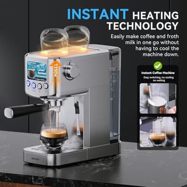 SOWTECH Espresso Machine 20 Bar, Compact Espresso Maker with Milk Frother, Stainless Steel Coffee Machine with 42 oz Water Tank for Cappuccino, Latte&Cold Brew, Home&Office, Silver - Image 2