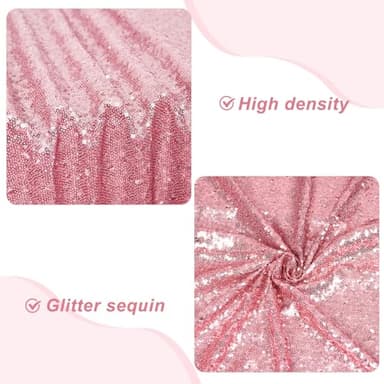 PartyDelight Sequin Tablecloth Fuchsia Pink 60"x126" Rectangle Shimmer Table Cloths Sparkle Glitter Decorations - Image 3