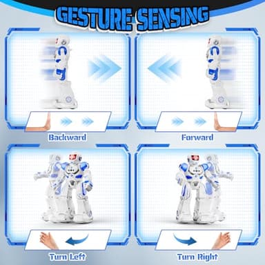 FAFUGANIA Robot Toys for Kids, Remote Control Robot with Programmble Walking & Dancing Adjustable Volume RC Gesture Sensing Smart Robot Toy for Ages 3 4 5 6 8 10 12 Boy Girl Ideal Blue - Image 2