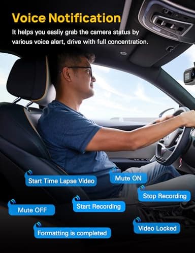 Anyski 3 Channel 4K Dash Cam Front and Rear Inside, Built-in 5G WiFi, 4K+1080P+1080P Dash Camera for Cars with 64GB Card, Dashcam with Loop Recording, G-Sensor, 24H Parking Monitor, Silver - Image 9