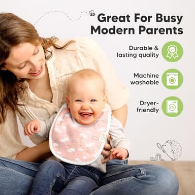 8-Pack Organic Baby Bibs for Boys, Girls - Soft Cotton Drooling and Teething Bibs for Baby Girl & Boy, Extra Absorbent, Easy To Clean & Put On for Toddler, Newborn, Infant 0-24 Months (Sweet Charm) - Image 8