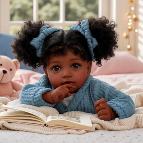 JIZHI Lifelike Reborn Baby Dolls Black Girl - 20 Inch Soft Feeling Realistic Newborn Baby Dolls Real Life Baby Dolls with Gift Box for Kids - Image 1