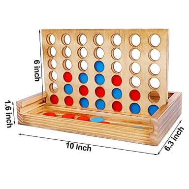Glintoper Tic Tac Toe & 4 in a Row Tables Game Set, Classic Board Line Up 4 for Living Room Rustic Table Decor and Use as Game Top Wood Guest Room Decor Strategy Board Games for Families - Image 3