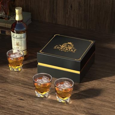Comsmart Whiskey Glass with Luxury Box, 10 oz Crystal Old Fashioned Lowball Rocks Glasses, Gift for Men Drinking Scotch Bourbon Cocktail Liquor Vodka Malt Cognac (4) - Image 6