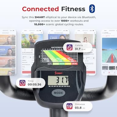 Sunny Health & Fitness Smart Elliptical Machine, Total Body Cross Trainer with Hyper-Quiet Magnetic Belt Drive, Low Impact Exercise Equipment and Exclusive SunnyFit App Enhanced Bluetooth - Image 3