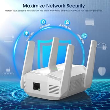 AX3000 WiFi 6 Extender, Dual Band WiFi Extender Signal Booster, Internet Booster with Gigabit Ethernet Port, Covers Up to 12,000sq.ft and 99 Devices, Faster Speed and Easy Setup, White - Image 6