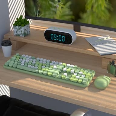 UBOTIE Colorful Computer Wireless Keyboards Mouse Combos, Typewriter Flexible Keys Office Full-Sized Keyboard, 2.4GHz Dropout-Free Connection and Optical Mouse (Green-Colorful) - Image 2