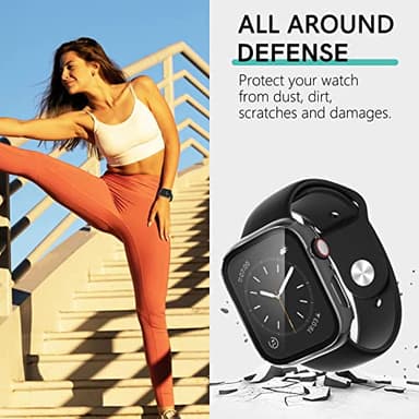 [3 Pack] COMMUTER for Apple Watch Series 3/2/1 Screen Protector 42mm, Hard PC Ultra-Thin Protective Face Cover Case with Built-in Tempered Glass Film iWatch 3 2 1 42mm Black/Clear/Starlight - Image 3