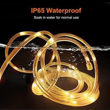 66Ft Rope Lights, 200 LED Waterproof Rope Light, Rope Lights Outdoor Indoor, Rope lighting for Patio, Pool, Bedroom, Living room, Landscape Lighting and Christmas Tree Decorations (Warm White) - Image 4