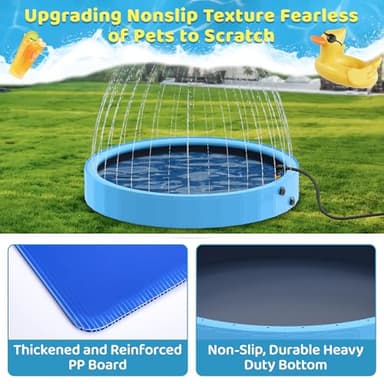 Raxurt Dog Pool with Sprinkler, 79'' Foldable Dog Pools for Large Dogs, 2-in-1 Sprinkler Pool Heavy Duty, PVC Non Slip Pet Bathing Tub for Outdoor Backyard, Blue - Image 4