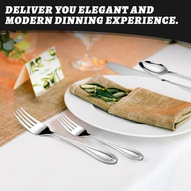 TIVOLI Silverware Set for 6, 30 Piece Heavy Duty Stainless Steel Flatware Utensils Cutlery Set Including Steak Knife Fork and Spoon, Dishwasher Safe, Gift Package for Wedding Housewarming (Silver) - Image 6