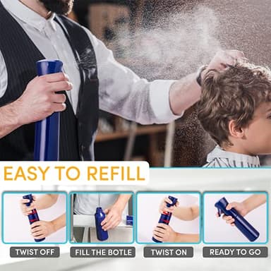 Hula Home Continuous Spray Bottle for Hair (10.1oz/300ml) Empty Ultra Fine Plastic Water Mist Sprayer – For Hairstyling, Cleaning, Salons, Plants, Essential Oil Scents & More - Blue - Image 4