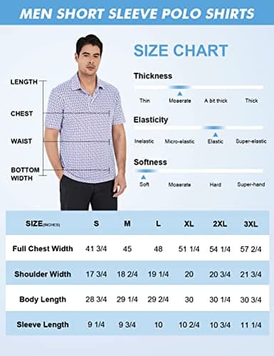 Hodaweisolp Golf Shirts for Men Dry Fit Print Moisture Wicking Performance Short Sleeve Polo Shirt Blue Glof-XXL - Image 4