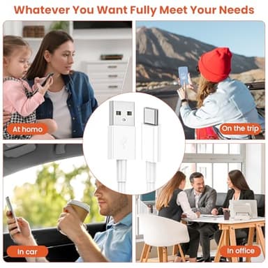 Bayznqiu USB to USB C Cable with CarPlay, [4-Pack, 3FT&6FT] USBA to Type C Fast Charging Cords for iPhone 17/17 pro/17 pro max/17 air/16/16 Plus/16 Pro/16 Pro Max/16e/15,Pixel,Galaxy,Note - Image 3