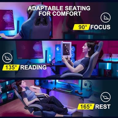 GTPLAYER Gaming Chair, Computer Office Chair with Pocket Spring Cushion, Linkage Armrests and Footrest, High Back Ergonomic Computer Chair with Lumbar Support Task Chair with Footrest(Blue) - Image 7