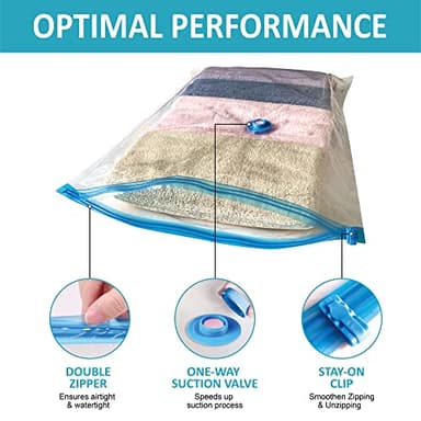 Vacuum Storage Bags, 10 Jumbo Space Saver Bags with Pump, Space Bags, Vacuum Sealer Bags for Clothes, Comforters, Blankets, Bedding - Image 5