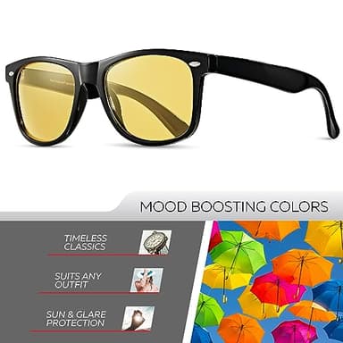 Retro Rewind Polarized Night Driving Glasses for Men and Women - Anti-Glare Night Vision Classic 80s Mens Womens Glasses - Image 3