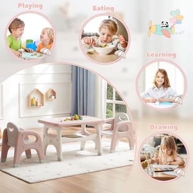 GITAWUSA Kids Table and 2 Chairs Set, Large Built-in Storage, Montessori Toddlers Table and Chairs Set, Kids Activity Table for Drawing Dining Playing, CPSC & ASTM Approved, Pink - Image 5