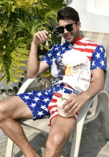 Men's Rompers Male Zipper Jumpsuit Shorts Flag Independence Day 4th of July One Piece Romper Slim Fit Bro Short Sleeve Shirt Outfits - Image 4