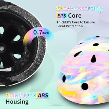 Kids Helmet and Pads Set for Skateboard & Bike - Adjustable Toddler Safety Gear with Cool Color Gradient for Boys Girls 3-5-8-14 Years Old, for Scooter, Rollerblading, Longboard - Image 6