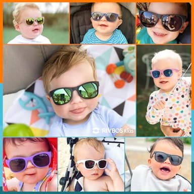 RIVBOS Baby Sunglasses Boys&Girls with Strap UV400 Polarized Flexible for Toddler,Infant and Newborn(0-24month) Black&Grey Lens RBK0231 - Image 6